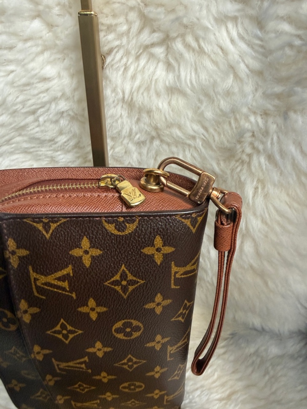 Louis Vuitton Brown Monogram Wristlet Pouch - Picture 3 of 7